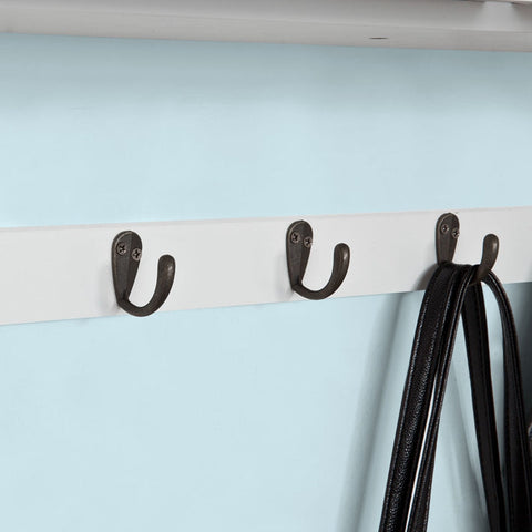 Rootz Wall Coat Rack with Drawers - Hanging Shelf - Storage Organizer - MDF Construction - Ideal for Hallway, Bathroom, Kitchen - 60cm x 14cm x 27cm