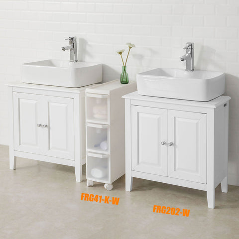 Rootz Modern Washbasin Cabinet - Bathroom Storage - Vanity Unit - MDF Construction - Spacious with 2 Doors and 2 Shelves - Ideal for Organizing - 60cm x 62cm x 30cm - White