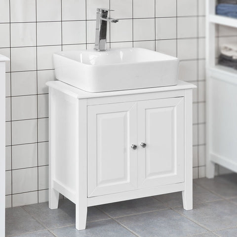 Rootz Modern Washbasin Cabinet - Bathroom Storage - Vanity Unit - MDF Construction - Spacious with 2 Doors and 2 Shelves - Ideal for Organizing - 60cm x 62cm x 30cm - White