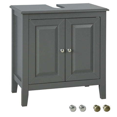 Rootz Sink Base Cabinet - Bathroom Storage - Vanity Cabinet - MDF Construction - Spacious with 2 Doors and 2 Shelves - Versatile Design - 60cm x 62cm x 30cm - Dark Gray