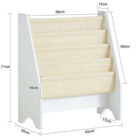 Rootz Children's Bookshelf - Hanging Shelf - Magazine Rack - Eco-Friendly Chipboard - Versatile Storage - Perfect for Toddlers - 62cm x 71cm x 29cm