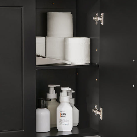 Rootz Bathroom Wall Cabinet - Medicine Cabinet - Storage Unit - MDF Construction - 90cm x 60cm x 30cm - White/Black - Adjustable Shelves