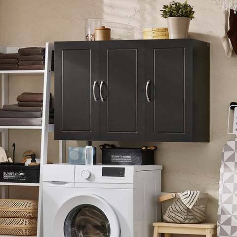 Rootz Bathroom Wall Cabinet - Medicine Cabinet - Storage Unit - MDF Construction - 90cm x 60cm x 30cm - White/Black - Adjustable Shelves