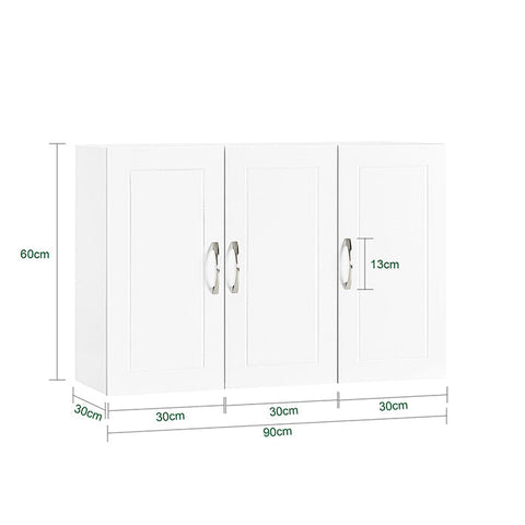Rootz Bathroom Wall Cabinet - Storage Cabinet - Vanity Cabinet - MDF Material - 36kg Weight Capacity - 90cm x 60cm x 30cm