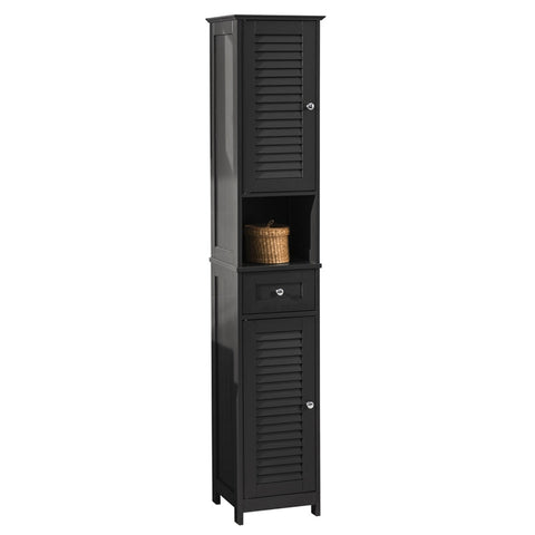 Rootz Tall Bathroom Cabinet - Storage Tower - Bathroom Organizer - Air Circulating Slatted Doors - Mold Prevention - Ample Storage Space - 32cm x 170cm x 30cm