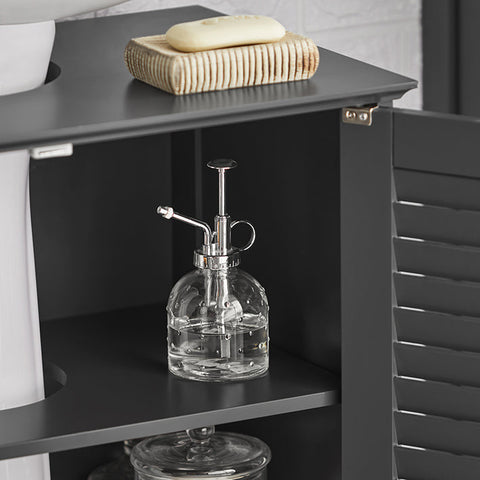 Rootz Modern Sink Base Cabinet - Bathroom Storage Cabinet - Dark Gray MDF Cabinet - Mold Prevention with Slatted Door - Spacious Storage with 2 Shelves - Dimensions 60cm x 58cm x 35cm