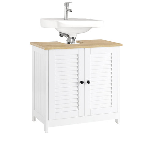 Rootz Bathroom Base Cabinet - Storage Unit - Slat Door Cupboard - Mold Prevention - 60x59x35cm