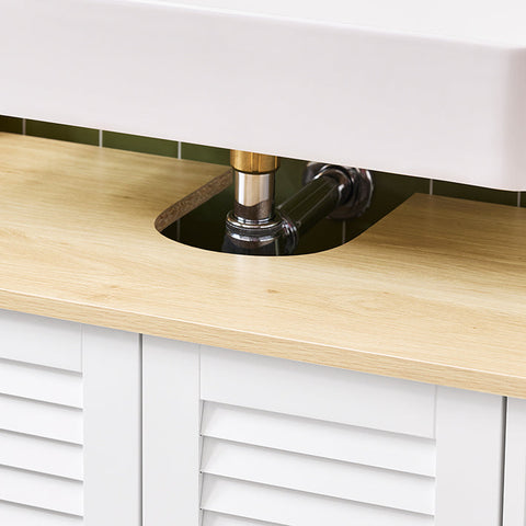 Rootz Bathroom Base Cabinet - Storage Unit - Slat Door Cupboard - Mold Prevention - 60x59x35cm