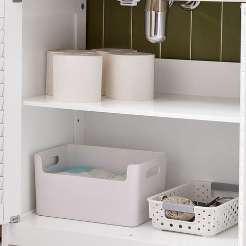 Rootz Bathroom Base Cabinet - Storage Unit - Slat Door Cupboard - Mold Prevention - 60x59x35cm