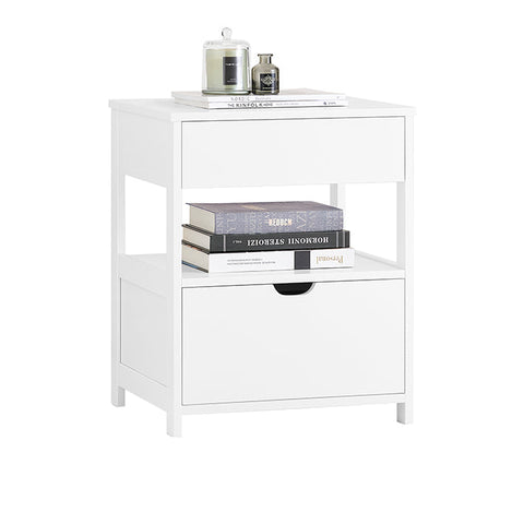 Rootz White Bedside Table - Nightstand - MDF Furniture - Scratch Resistant - 45x55x38cm