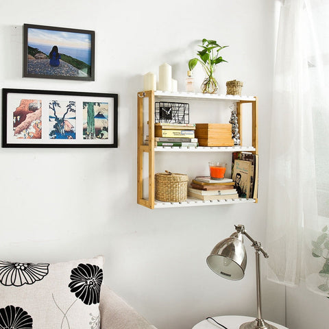 Rootz Bamboe Badkamerplank - Keukenplank - Wandplank - Verstelbare opbergruimte - Optimale ruimte - Inclusief haken - 54cm x 60cm x 15cm