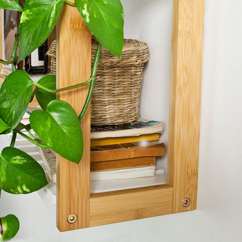 Rootz Bamboe Badkamerplank - Keukenplank - Wandplank - Verstelbare opbergruimte - Optimale ruimte - Inclusief haken - 54cm x 60cm x 15cm