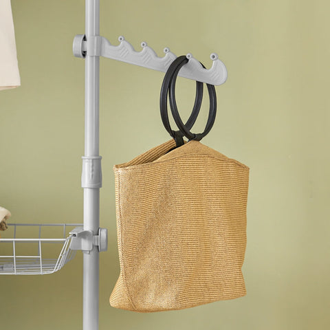 Rootz Verstelbare Telescopische Kledingroede - Garderobeorganisator - Rekkensysteem - Ruimtebesparend ontwerp - Eenvoudige montage - Variabele maat 147-198cm x 200-285cm - Lichtgrijs