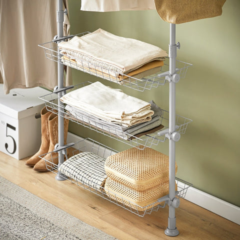 Rootz Verstelbare Telescopische Kledingroede - Garderobeorganisator - Rekkensysteem - Ruimtebesparend ontwerp - Eenvoudige montage - Variabele maat 147-198cm x 200-285cm - Lichtgrijs