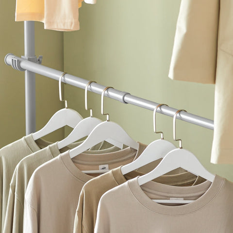 Rootz Verstelbare Telescopische Kledingroede - Garderobeorganisator - Rekkensysteem - Ruimtebesparend ontwerp - Eenvoudige montage - Variabele maat 147-198cm x 200-285cm - Lichtgrijs