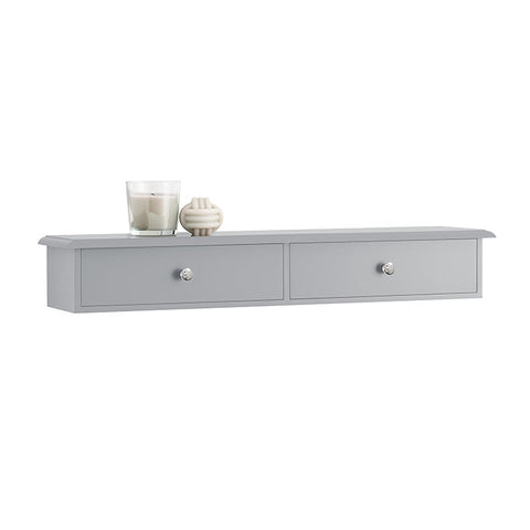 Rootz Floating Shelf with Drawers - Wall-Mounted Storage - Hanging Closet Organizer - Space-Saving Design - Integrated Stoppers - Light Gray - 64cm x 10cm x 15cm