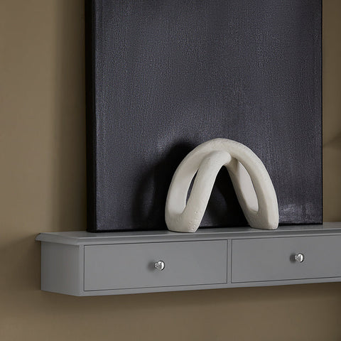 Rootz Floating Shelf with Drawers - Wall-Mounted Cabinet - Storage Organizer - Modern Design - Space-Saving - Integrated Stoppers - Light Gray - 93cm x 10cm x 15cm