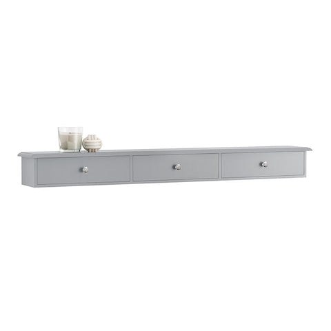 Rootz Floating Shelf with Drawers - Wall-Mounted Cabinet - Storage Organizer - Modern Design - Space-Saving - Integrated Stoppers - Light Gray - 93cm x 10cm x 15cm