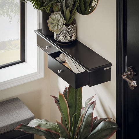 Rootz zwevende plank met laden - aan de muur gemonteerde opbergruimte - hangende kastorganizer - modern design - ruimtebesparend - ideaal voor gangen, badkamers, appartementen - MDF-constructie - 64 cm x 10 cm x 15 cm