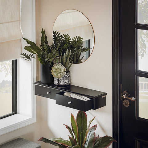 Rootz zwevende plank met laden - aan de muur gemonteerde opbergruimte - hangende kastorganizer - modern design - ruimtebesparend - ideaal voor gangen, badkamers, appartementen - MDF-constructie - 64 cm x 10 cm x 15 cm