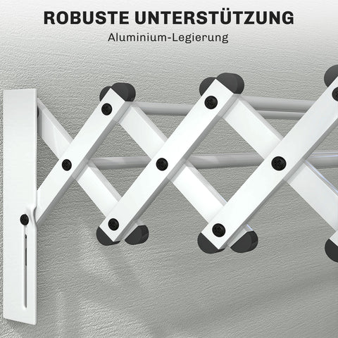 Rootz Adjustable Towel Holder - Laundry Rack - Wall Dryer - Indoor/Outdoor - Aluminum - Silver - 86cm x 61cm x 22cm