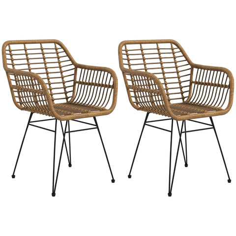 Rootz Set of 2 Boho Style Kitchen Chairs - Dining Chairs - Rattan Chairs - Natural Aesthetic - Comfortable Design - Durable Construction - 56cm x 60cm x 79cm