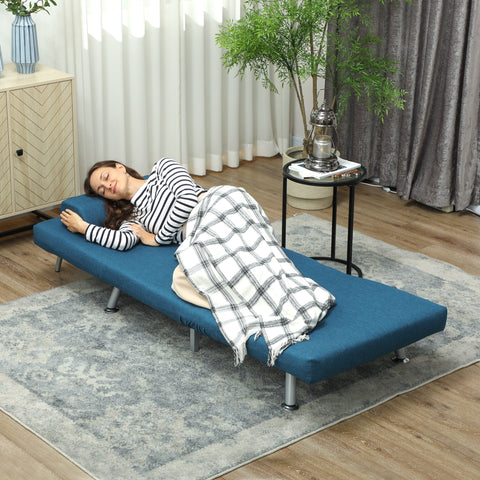 Rootz Folding Armchair Bed - Relax Chair - Convertible Sofa - Sleep Function - Adjustable Backrest - 75 x 70 x 75 cm - Blue