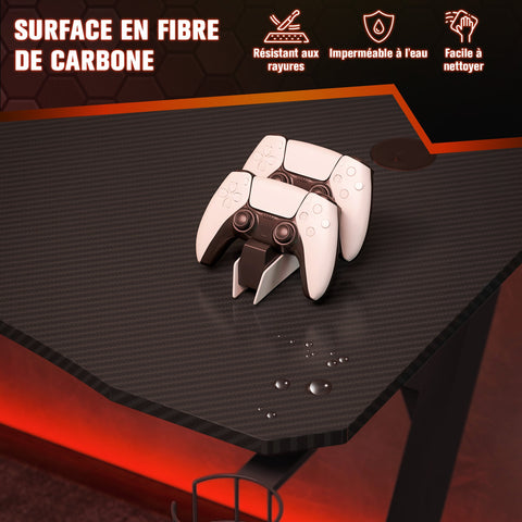 Rootz Gaming Desk - Computer Table - Workstation - Cable Management - Headphone Holder - Adjustable Height - 120cm x 65cm x 74.5cm