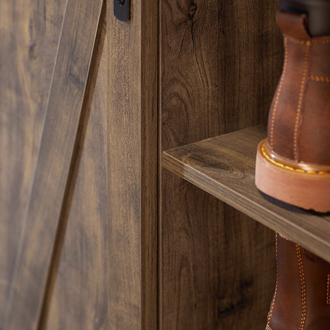 Rootz Modern Sideboard with Sliding Door - Dresser - Shoe Cabinet - Versatile Storage - PB(E1) Material - Spacious with 5 Shelves and Drawer - 80cm x 92cm x 35cm