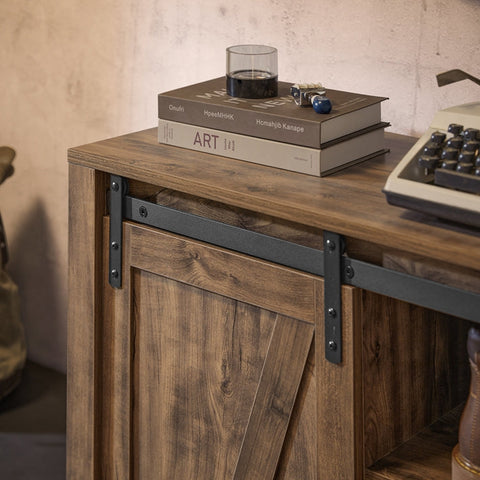 Rootz Modern Sideboard with Sliding Door - Dresser - Shoe Cabinet - Versatile Storage - PB(E1) Material - Spacious with 5 Shelves and Drawer - 80cm x 92cm x 35cm