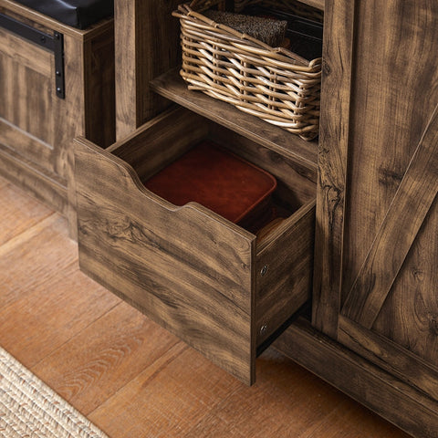 Rootz Modern Sideboard with Sliding Door - Dresser - Shoe Cabinet - Versatile Storage - PB(E1) Material - Spacious with 5 Shelves and Drawer - 80cm x 92cm x 35cm