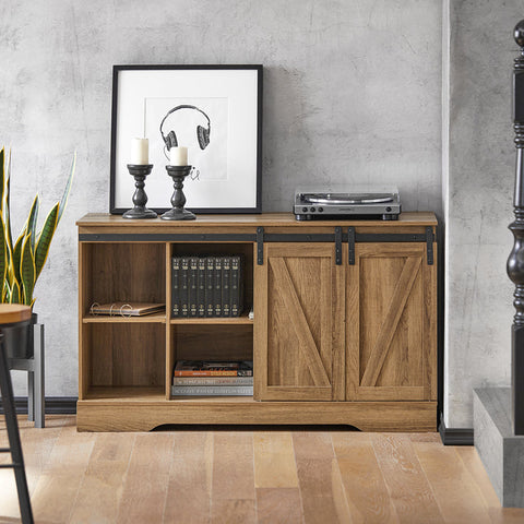 Rootz Modern Sideboard Cabinet - Dresser - TV Stand - Sliding Doors - Adjustable Shelves - Spacious Storage - PB(E1) Material - 120cm x 70cm x 40cm