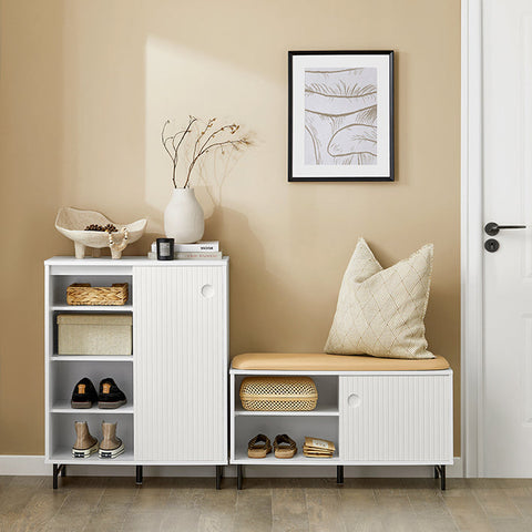 Rootz Modern Sideboard - Shoe Cabinet - Storage Dresser - MDF & Metal Build - Adjustable Shelves - Versatile Use - 70cm x 87cm x 37cm