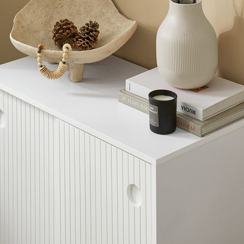 Rootz Modern Sideboard - Shoe Cabinet - Storage Dresser - MDF & Metal Build - Adjustable Shelves - Versatile Use - 70cm x 87cm x 37cm