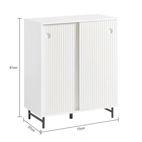 Rootz Modern Sideboard - Shoe Cabinet - Storage Dresser - MDF & Metal Build - Adjustable Shelves - Versatile Use - 70cm x 87cm x 37cm