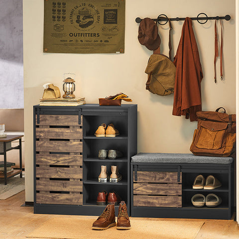 Rootz Modern Sideboard with Sliding Door - Dresser - Shoe Cabinet - Versatile Storage - Adjustable Shelving - Durable PB Material - 80cm x 89cm x 35cm