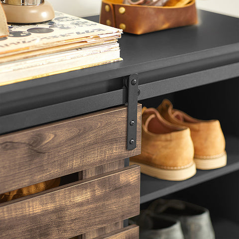 Rootz Modern Sideboard with Sliding Door - Dresser - Shoe Cabinet - Versatile Storage - Adjustable Shelving - Durable PB Material - 80cm x 89cm x 35cm