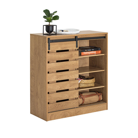 Rootz Modern Sideboard with Sliding Door - Dresser - Shoe Cabinet - Versatile Storage - Easy Assembly - Durable PB and MDF Materials - 80cm x 89cm x 35cm