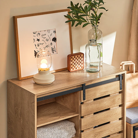 Rootz Modern Sideboard with Sliding Door - Dresser - Shoe Cabinet - Versatile Storage - Easy Assembly - Durable PB and MDF Materials - 80cm x 89cm x 35cm