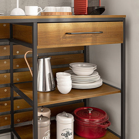 Rootz Dressoir Keukeneiland - Halkast - Keukenkast - Ruime opbergruimte - Stevig metalen frame - Verstelbare poten - 120 cm x 90 cm x 45 cm