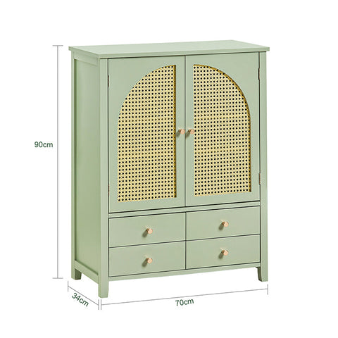 Rootz Modern Shoe Cabinet Sideboard - Hall Closet - Dresser - MDF Material - Air Permeable Grid Doors - Adjustable Shelves - Spacious Storage - 70cm x 90cm x 34cm