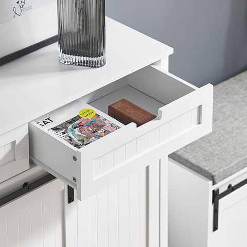 Rootz Sliding Door Sideboard - Storage Cabinet - Two Drawers - MDF PB - 104cm x 93cm x 35cm - Easy Assembly