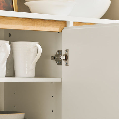 Rootz Kitchen Cabinet Sideboard - Hall Closet - Dresser - TV Cabinet - Adjustable Shelves - Wall Anchor Safety - Spacious Storage - MDF & Rubber Wood - 120cm x 90cm x 40cm