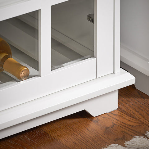 Rootz Wooden Kitchen Cabinet - Pantry Cupboard - Storage Unit - MDF & Rubber Wood - Wine Glass Holders - 119cm x 90cm x 40cm