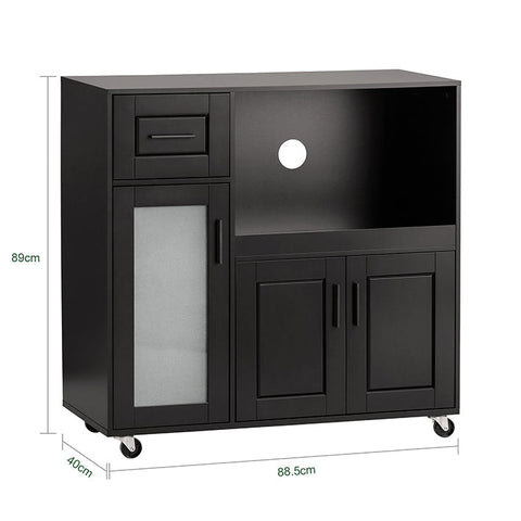 Rootz Kitchen Cabinet - Microwave Stand - Storage Cabinet - MDF(E1) - 88.5cm x 89cm x 40cm - Elegant Design - 100cm x 48cm x 18cm Pack