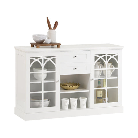 Rootz Kitchen Cabinet Sideboard - Hall Closet - Dresser - MDF and Glass Construction - Spacious Storage - Dust-Free Display - Easy Assembly - 120cm x 78cm x 39cm