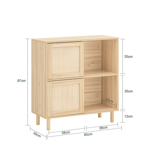 Rootz Shoe Cabinet with Sliding Doors - Storage Organizer - Shoe Rack - Bamboo and Wood - Mold and Mildew Resistant - 80cm x 87cm x 35cm