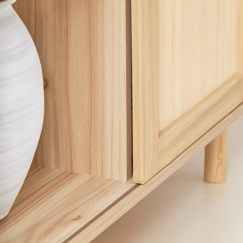 Rootz Shoe Cabinet with Sliding Doors - Storage Organizer - Shoe Rack - Bamboo and Wood - Mold and Mildew Resistant - 80cm x 87cm x 35cm