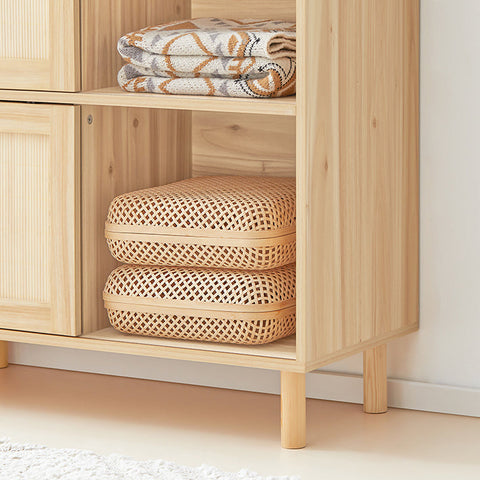 Rootz Shoe Cabinet with Sliding Doors - Storage Organizer - Shoe Rack - Bamboo and Wood - Mold and Mildew Resistant - 80cm x 87cm x 35cm