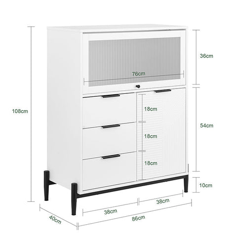 Rootz Sideboard Cabinet - Storage Cabinet - Buffet Table - Ample Storage with 2 Doors & 3 Drawers - 92cm x 119cm x 40cm